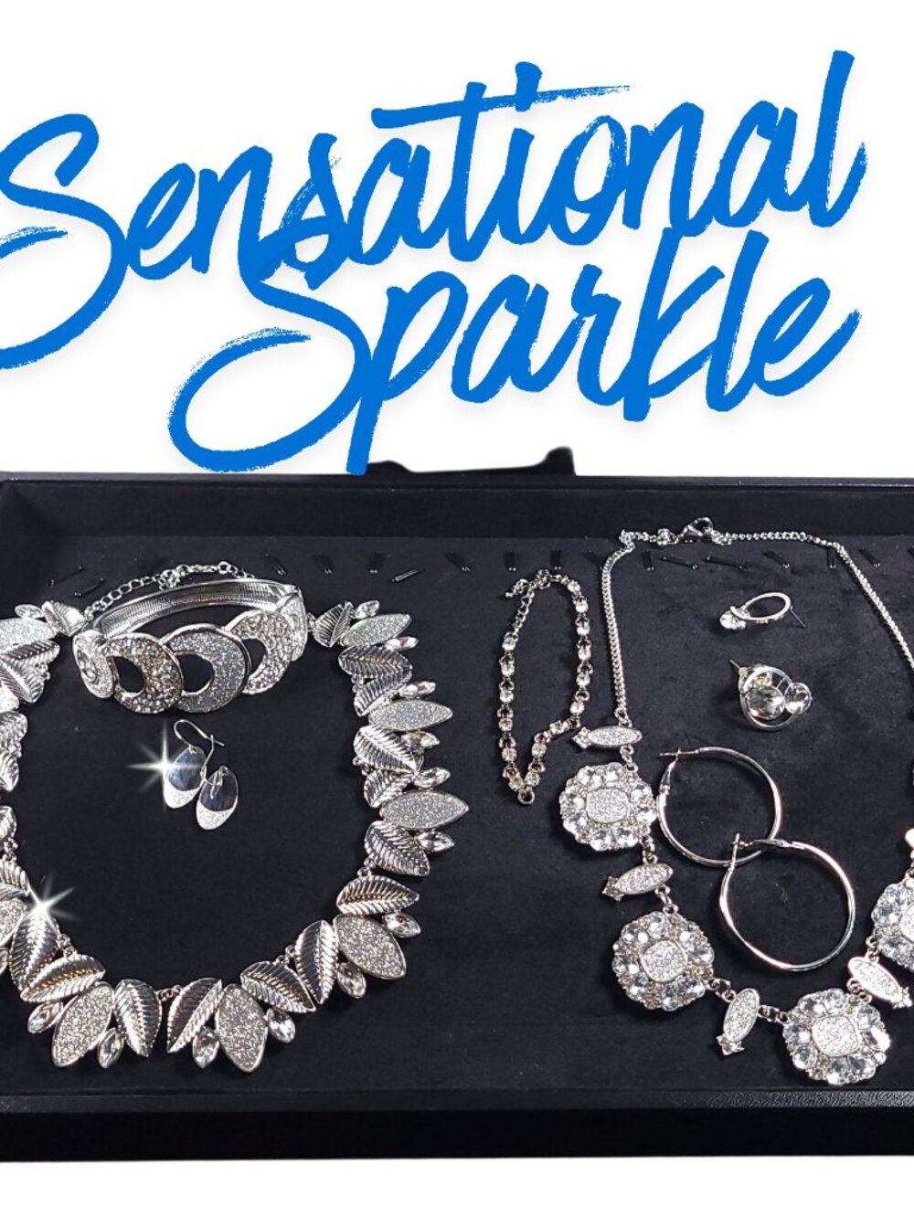 Silver-Tone Costume Jewellery Set with Necklaces, Bracelet and Earrings